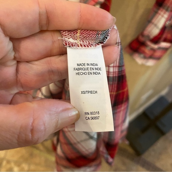 NWT~LUCKY BRAND Women Red Plaid Pearl Snap Button Tie Waist Western Dress-XS - Picture 8 of 9